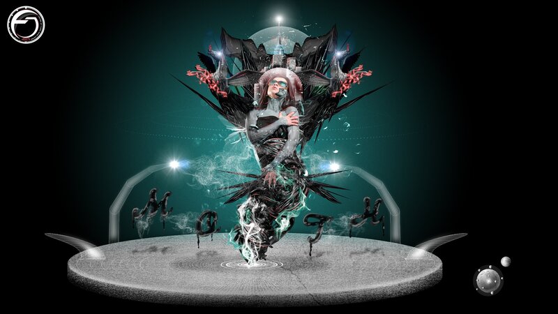 cybernetic dancer with wings