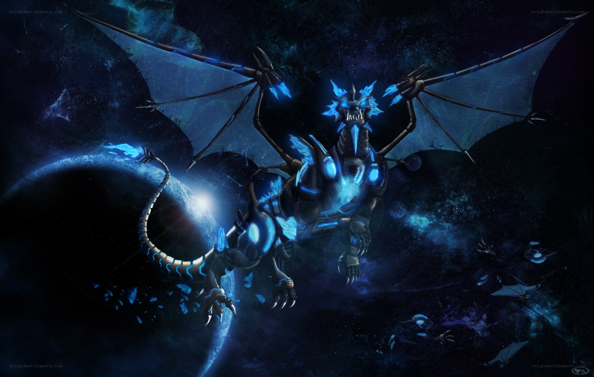 cybernetic dragon in space