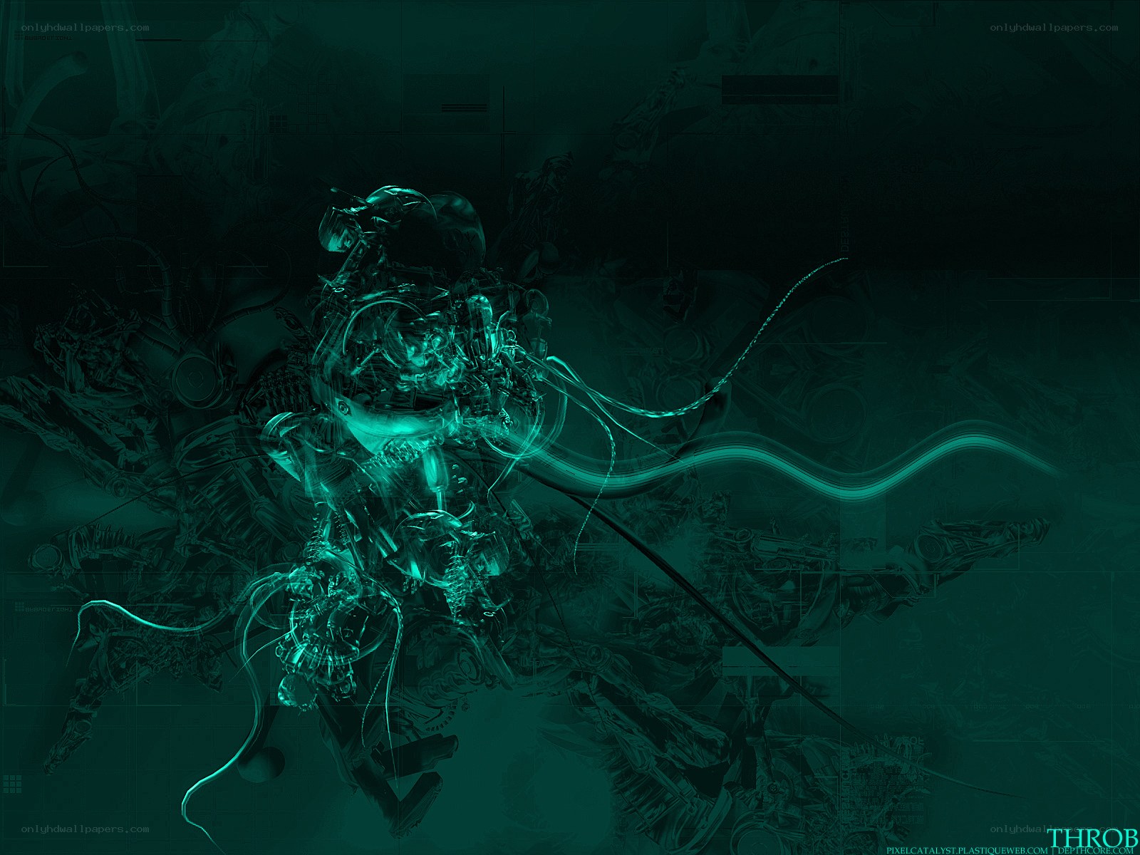 cybernetic entity in teal