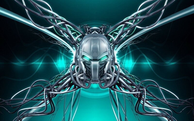 cybernetic entity with glowing eyes