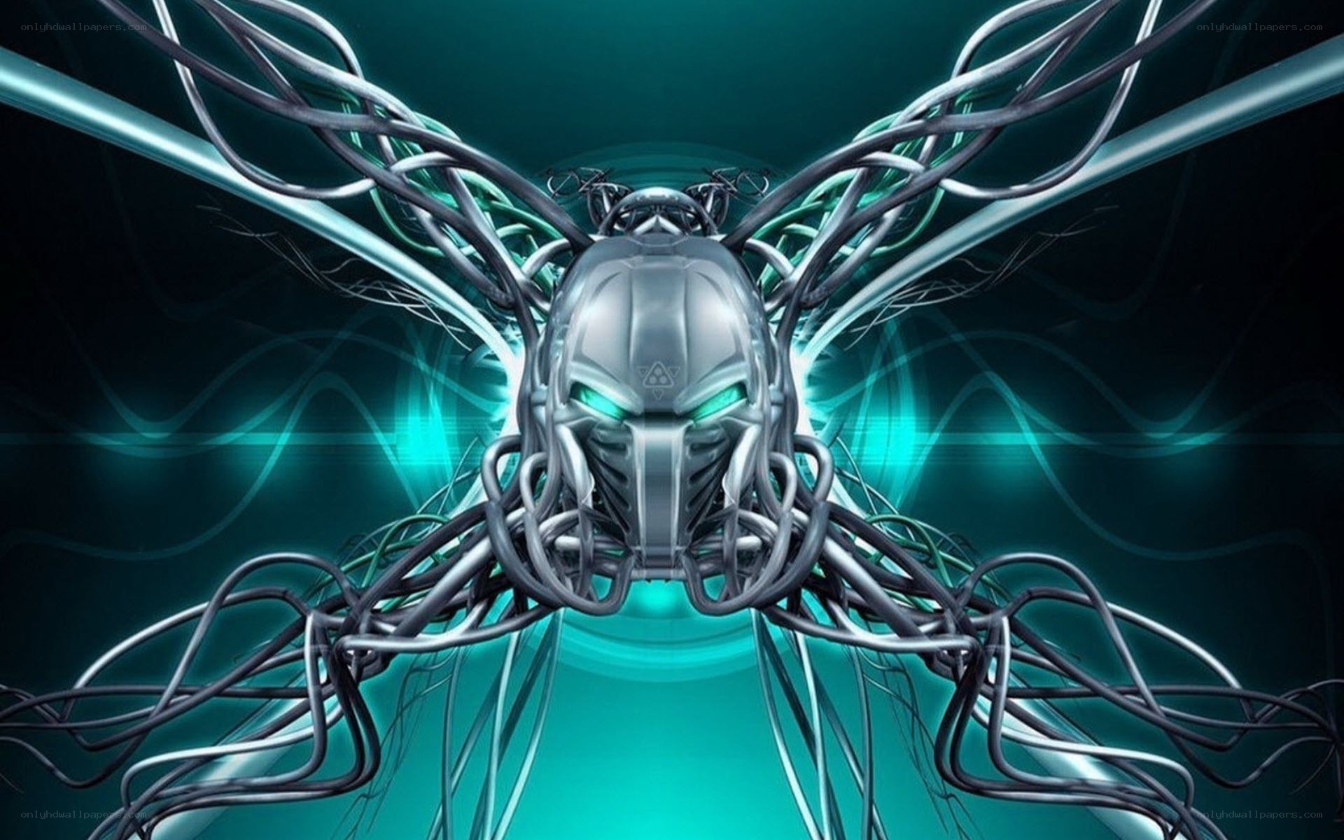 cybernetic entity with glowing eyes