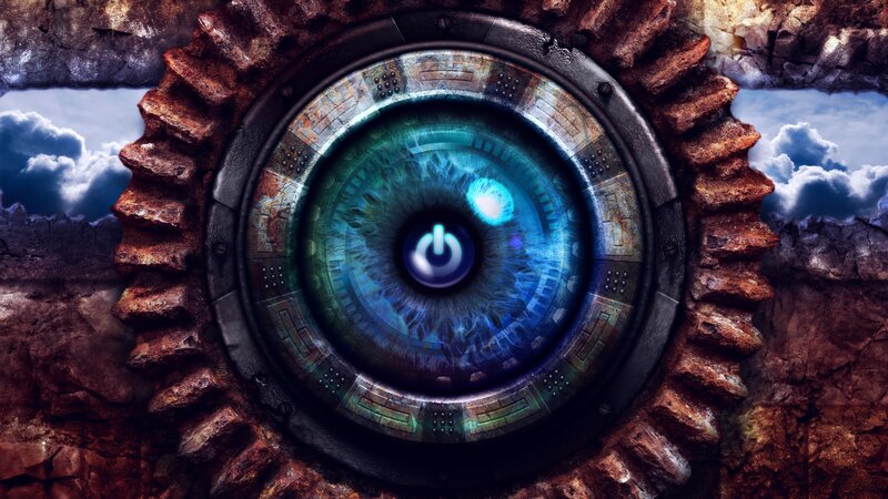 cybernetic eye in gear