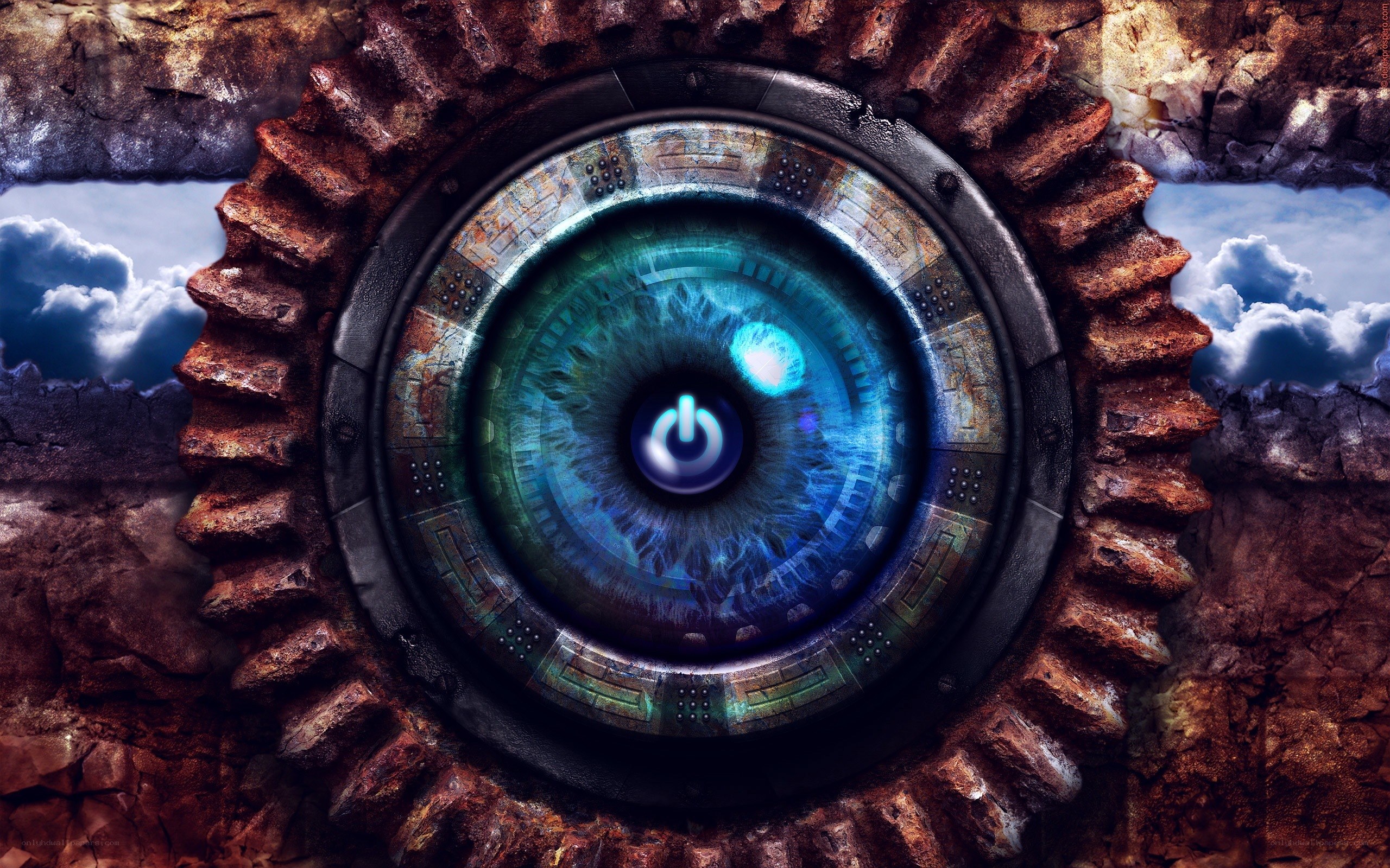 cybernetic eye in stone