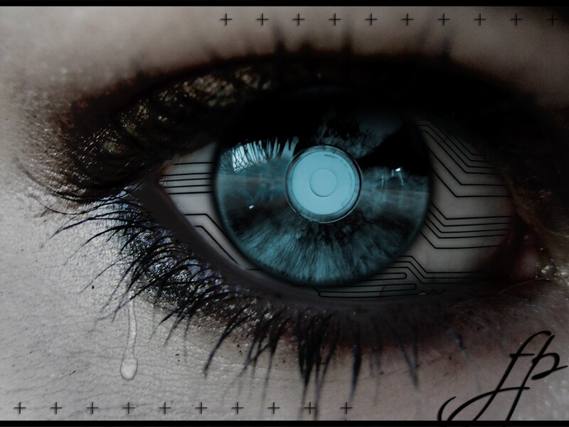 cybernetic eye with circuitry