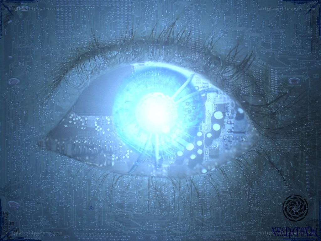 cybernetic eye with circuitry