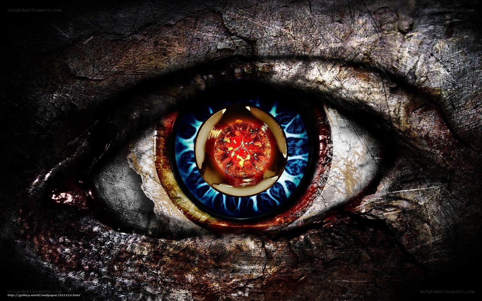 cybernetic eye with glowing core