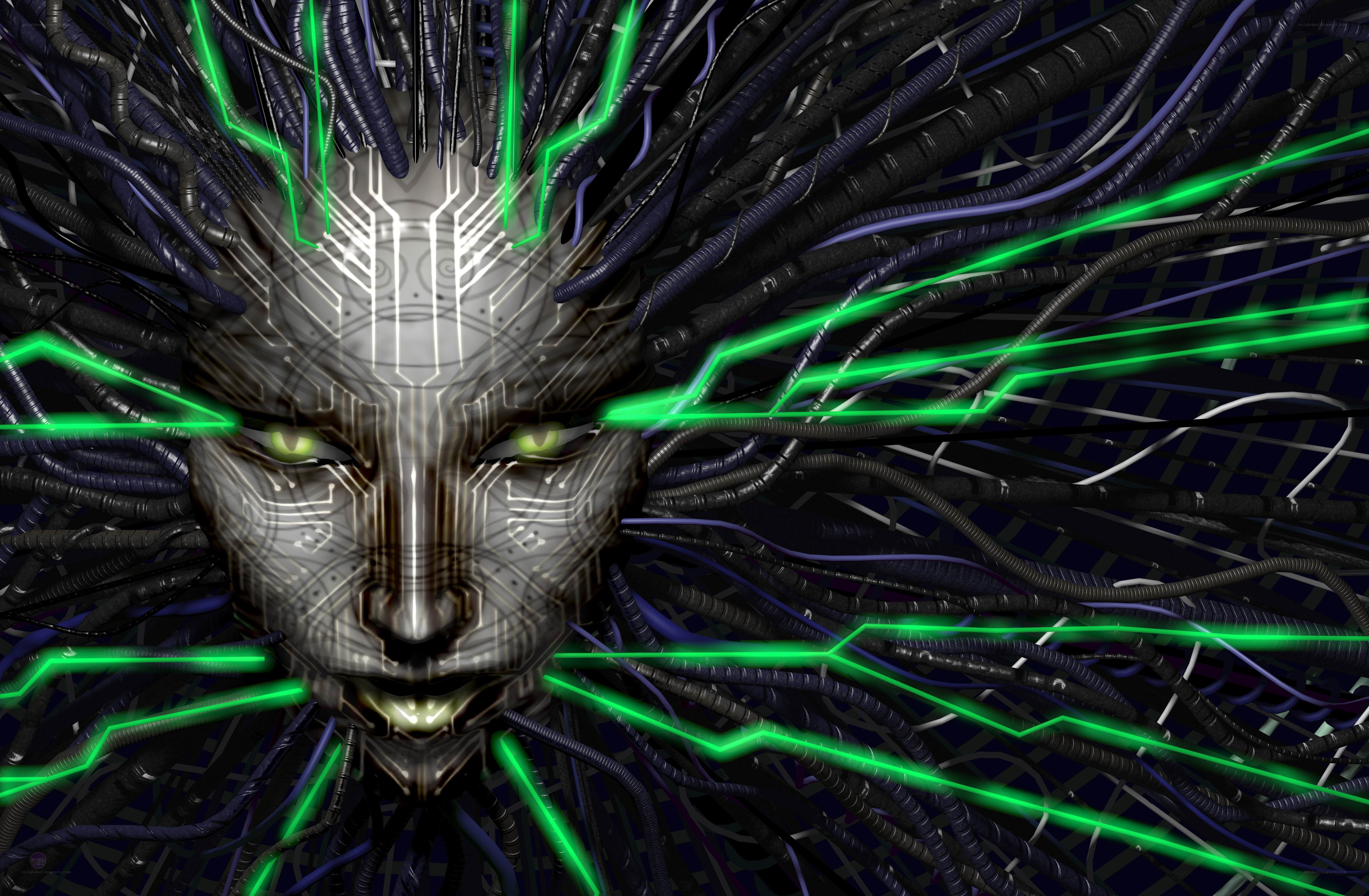 cybernetic face with glowing circuits