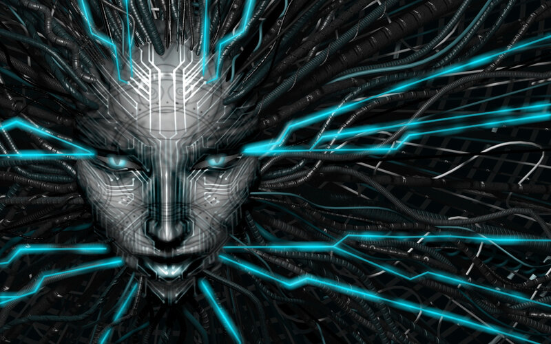 cybernetic face with glowing circuits