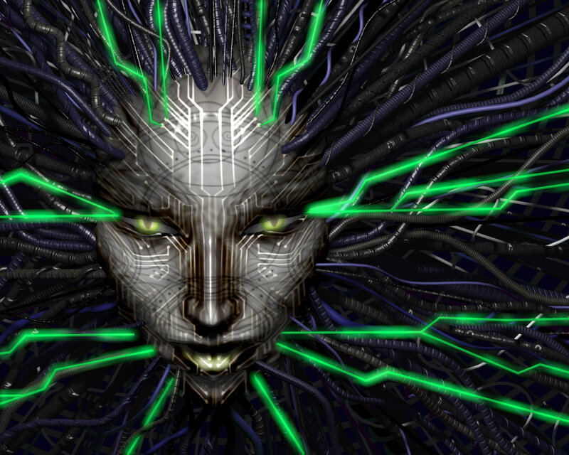 cybernetic face with glowing circuits