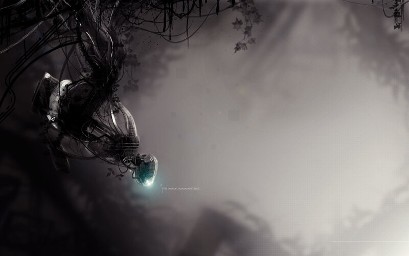 cybernetic figure in mist