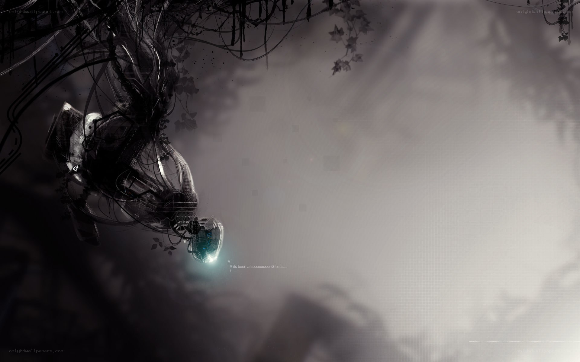 cybernetic figure in mist