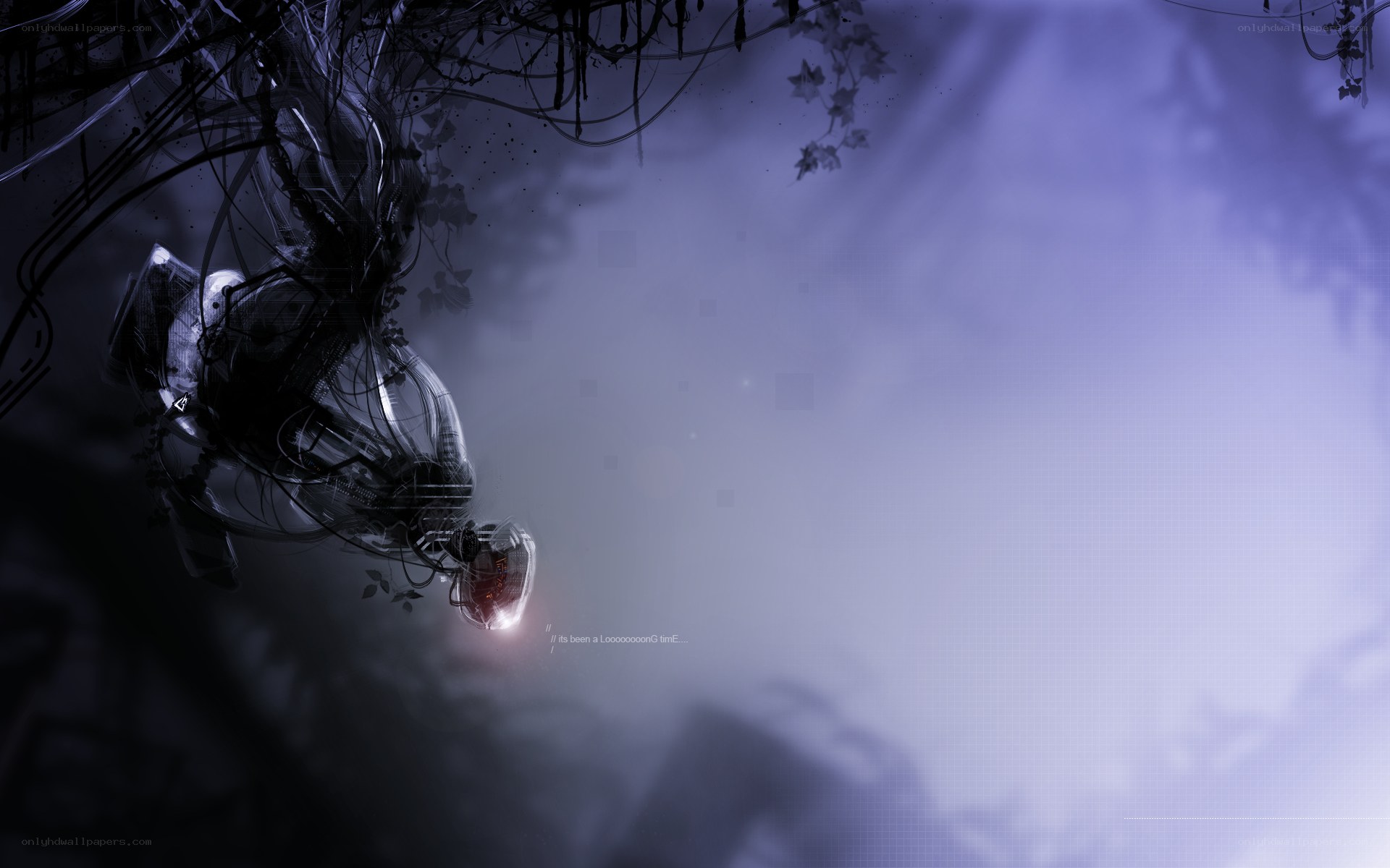 cybernetic figure in mist