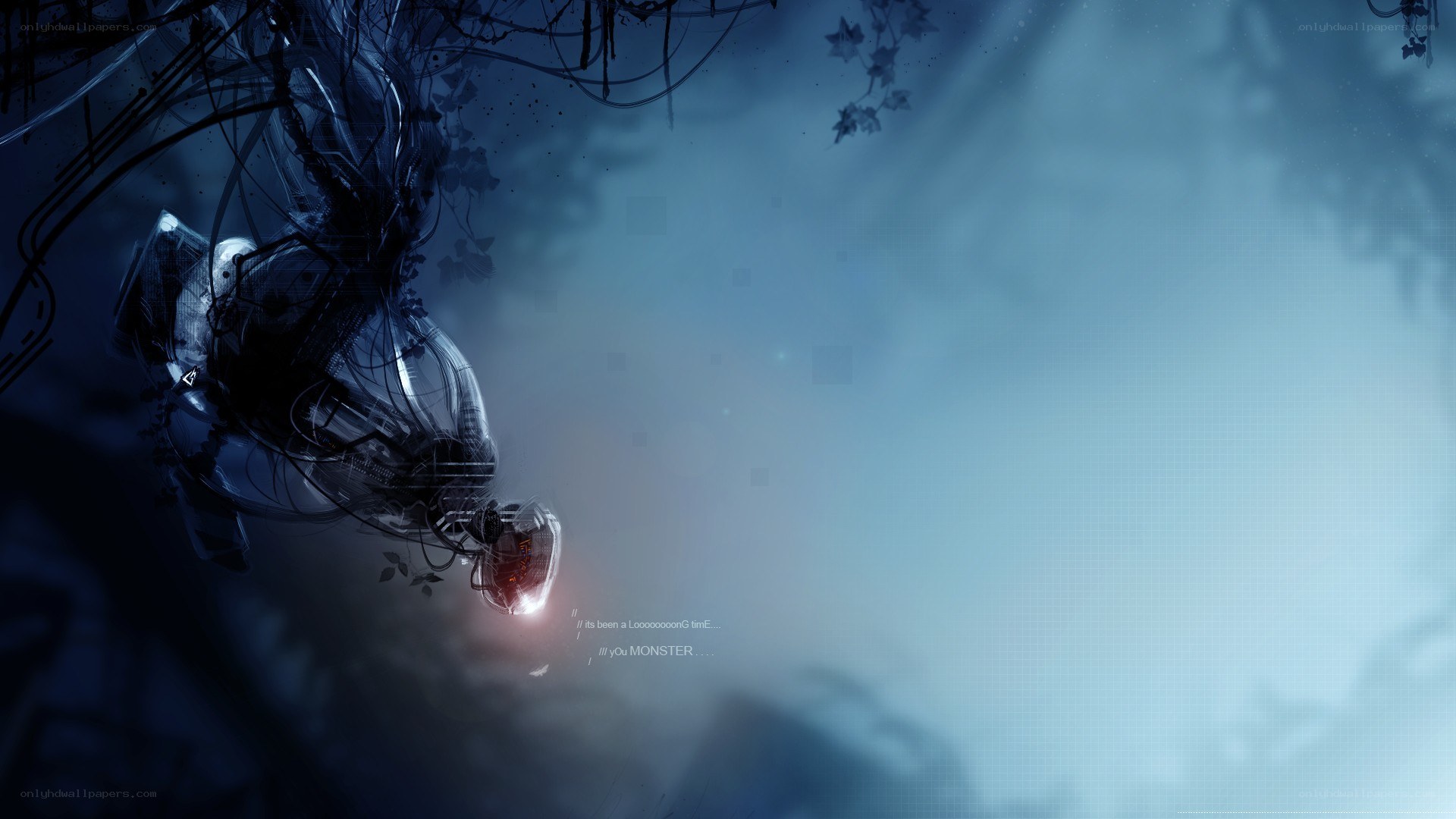 cybernetic figure in mist