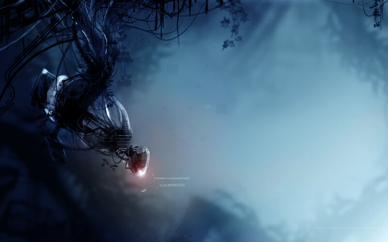 cybernetic figure in misty forest
