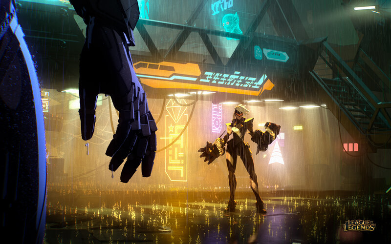 Cybernetic Figure in Rain