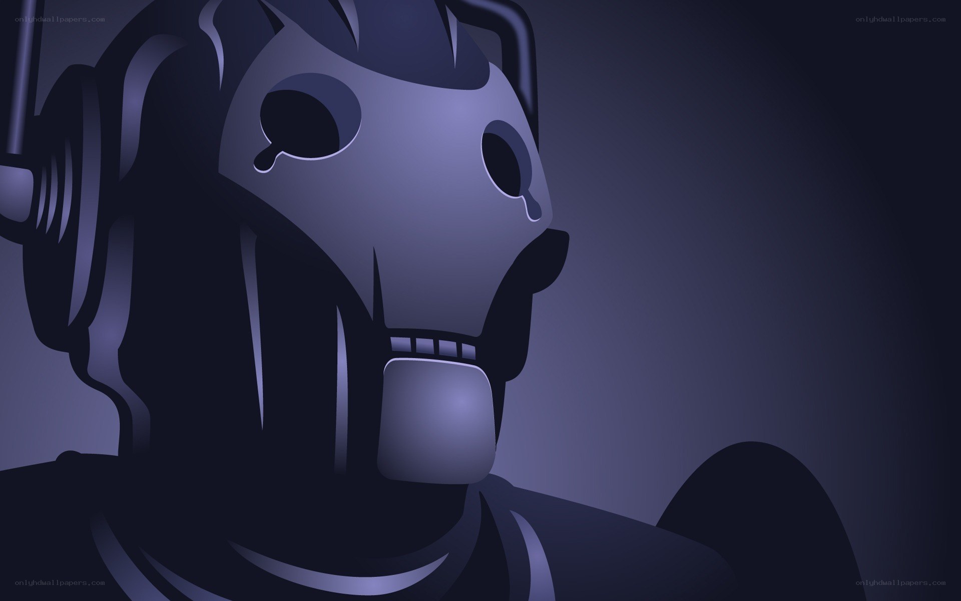 cybernetic figure in shadow