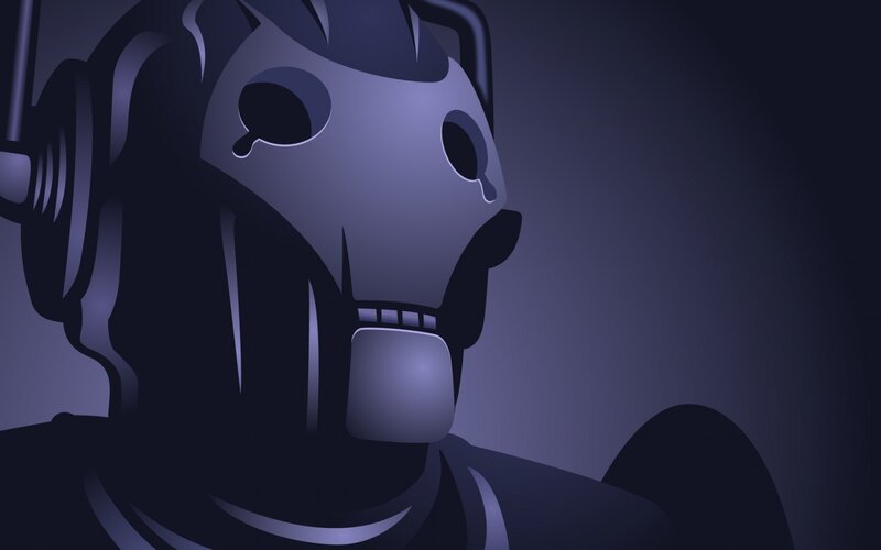 cybernetic figure in shadow