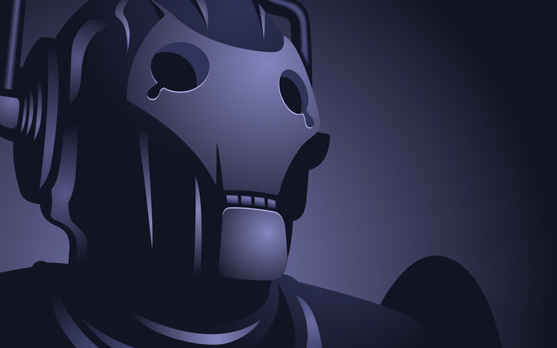 cybernetic figure in shadow