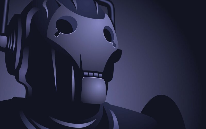 Cybernetic figure in shadow