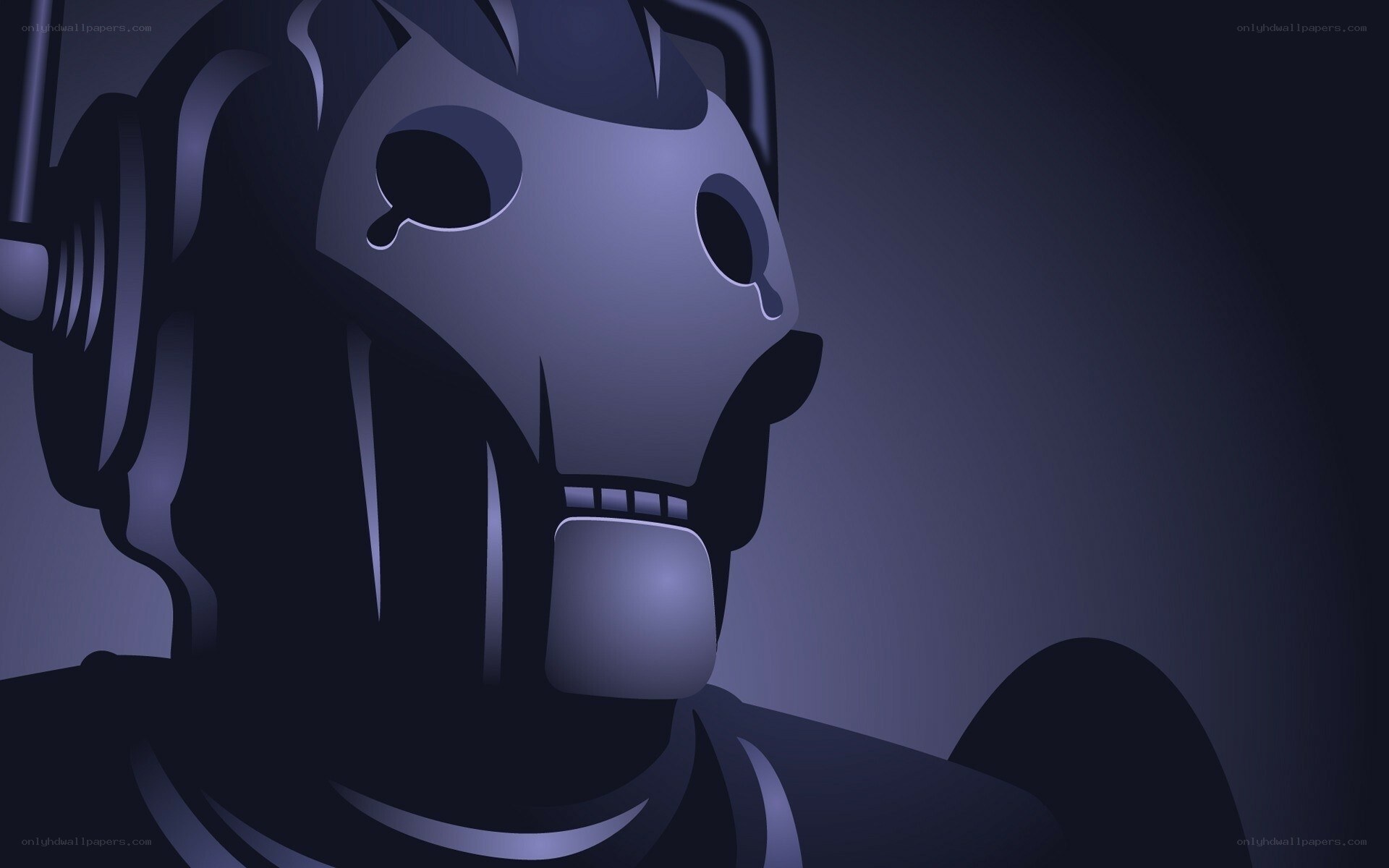 Cybernetic figure in shadow