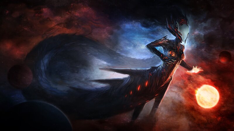 cybernetic figure in space