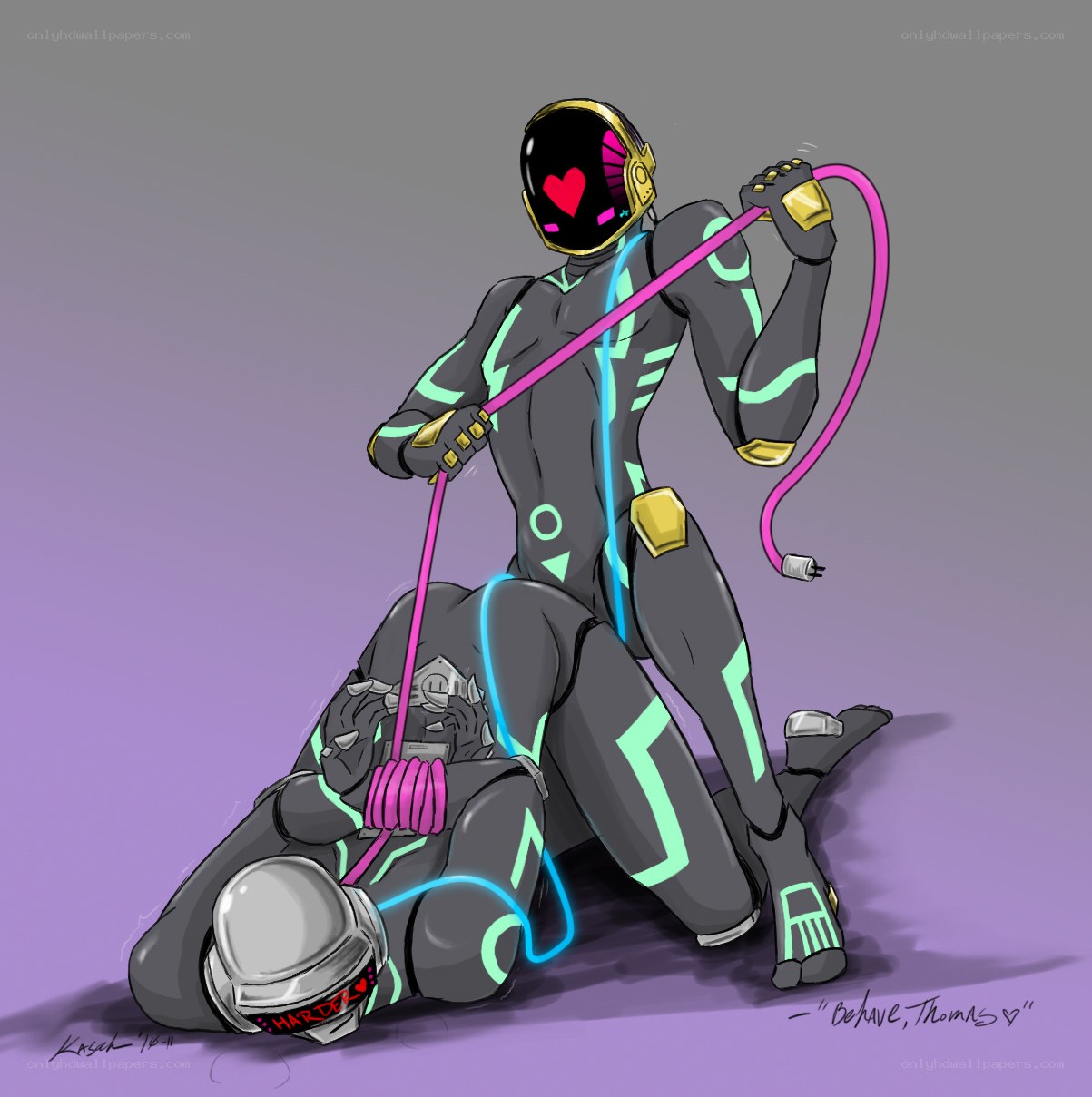 Cybernetic figures with whip