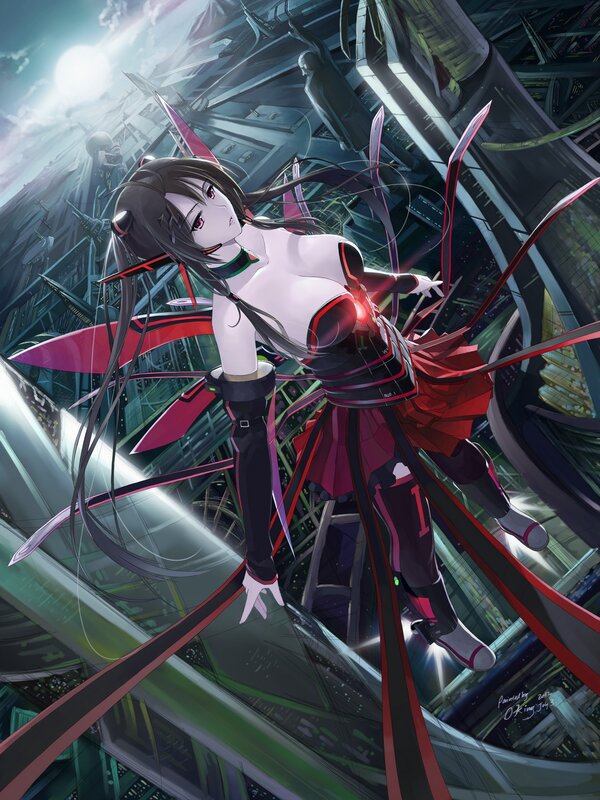 cybernetic girl in futuristic city