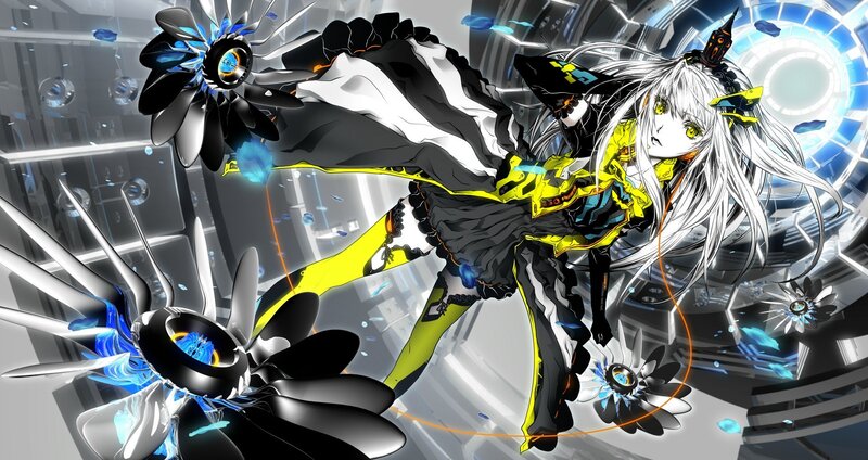 cybernetic girl in futuristic setting