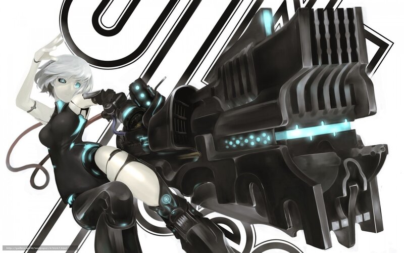 cybernetic girl with weapon