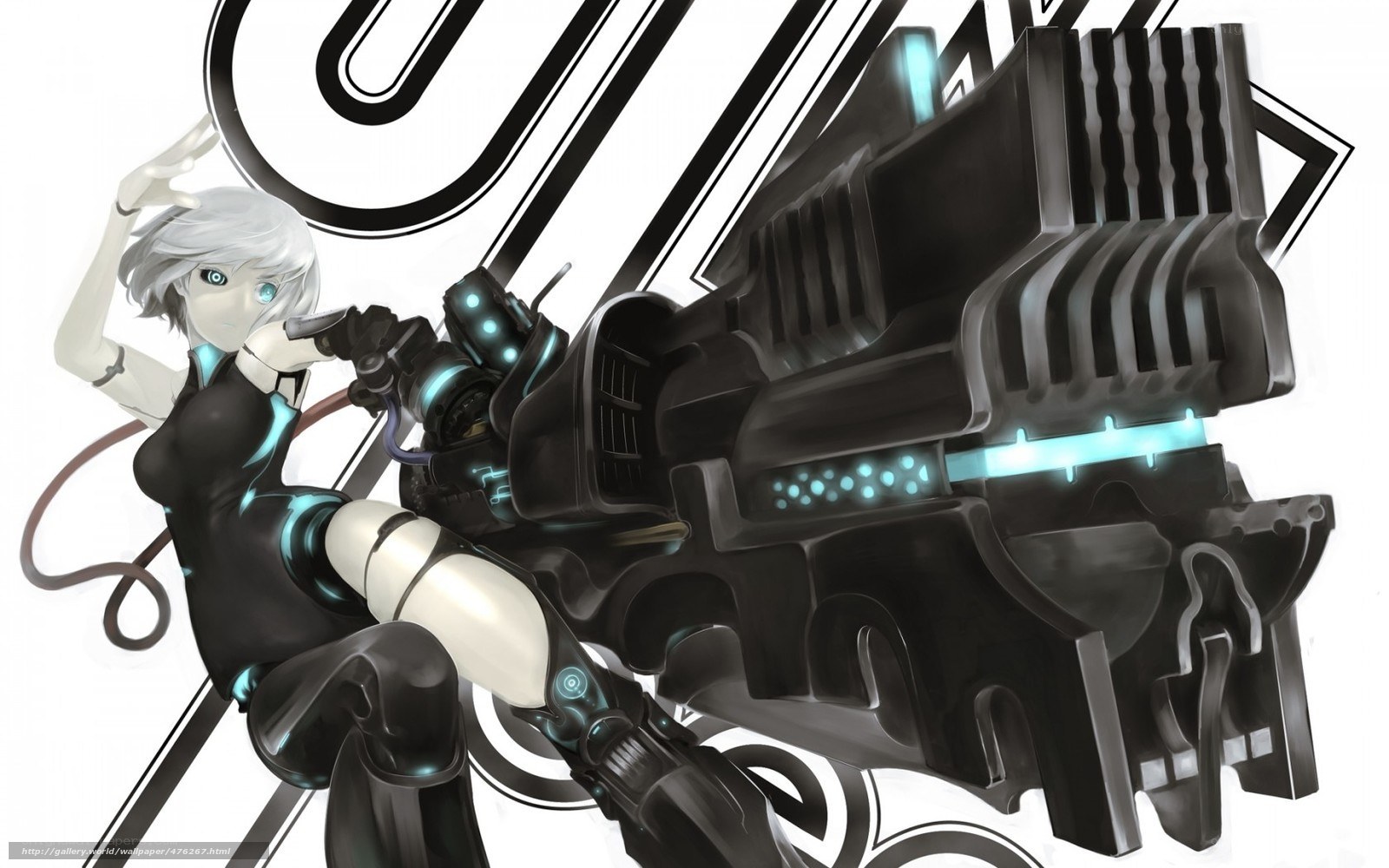 cybernetic girl with weapon