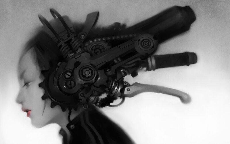 cybernetic head art