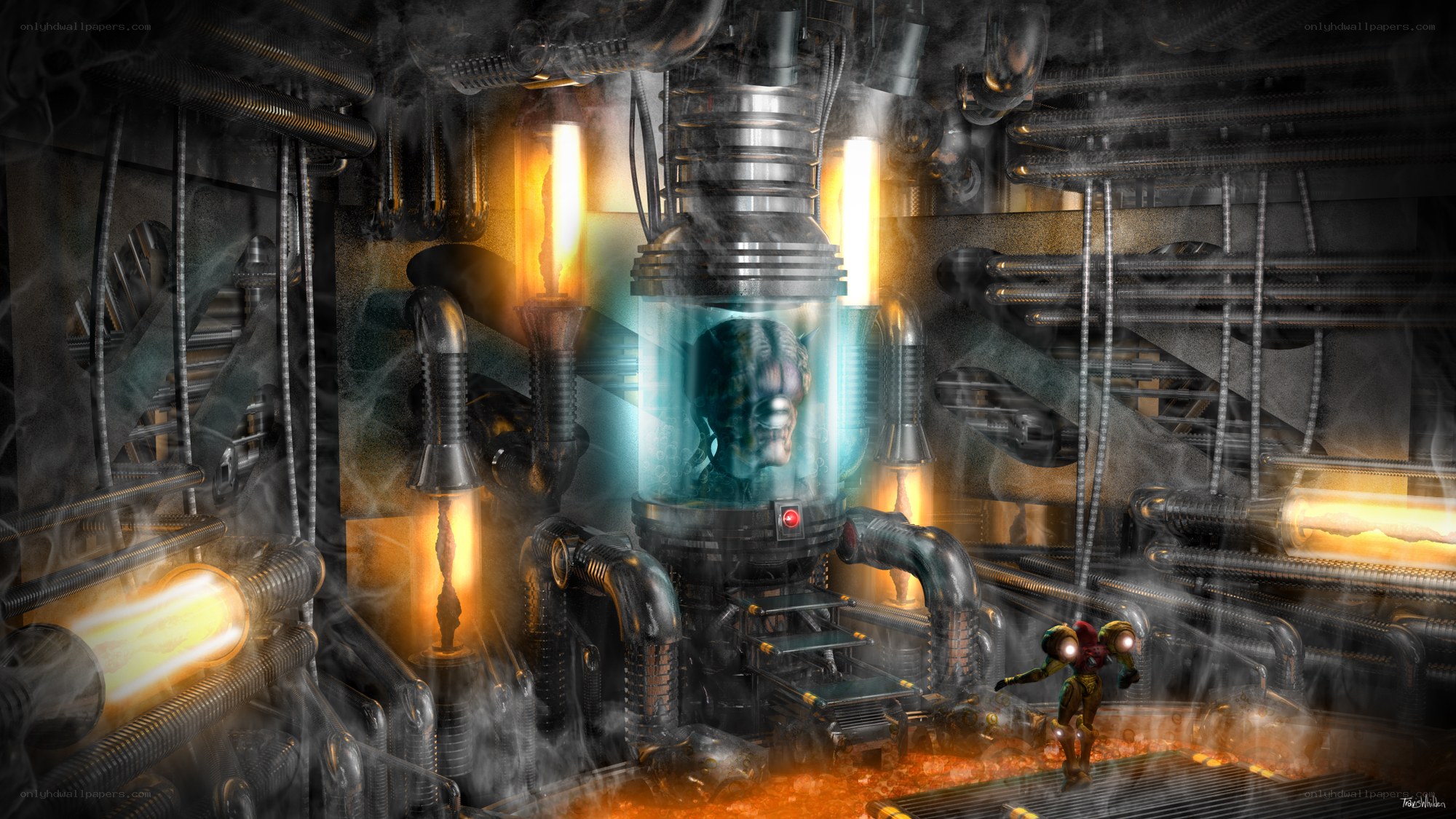 cybernetic lab with alien head