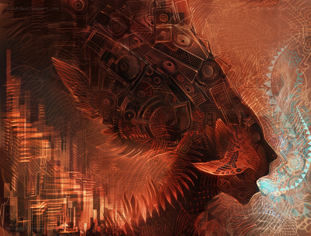 cybernetic lion head
