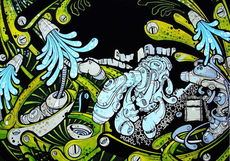 cybernetic organisms in neon jungle