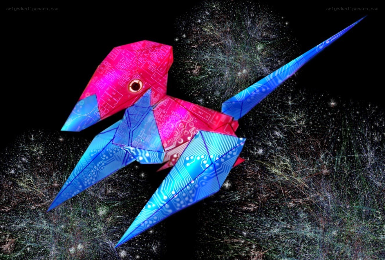 cybernetic origami bird
