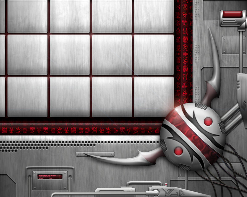 cybernetic robot in a futuristic setting