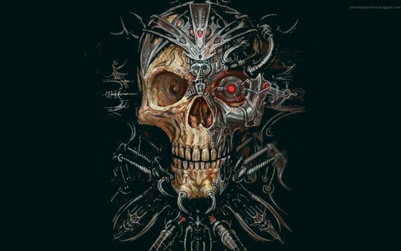 cybernetic skull artwork