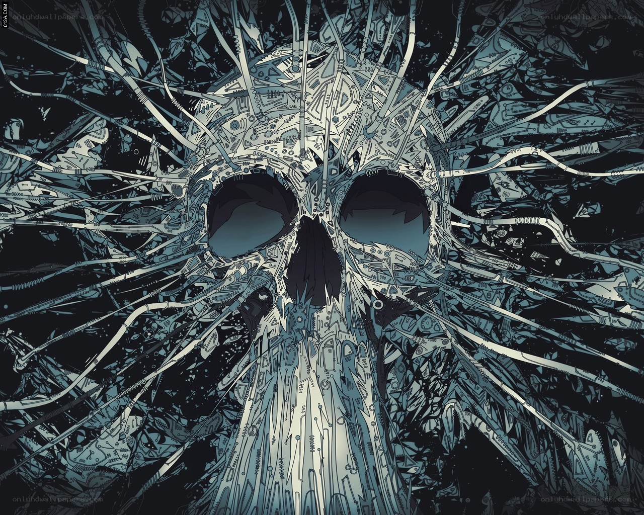 cybernetic skull artwork