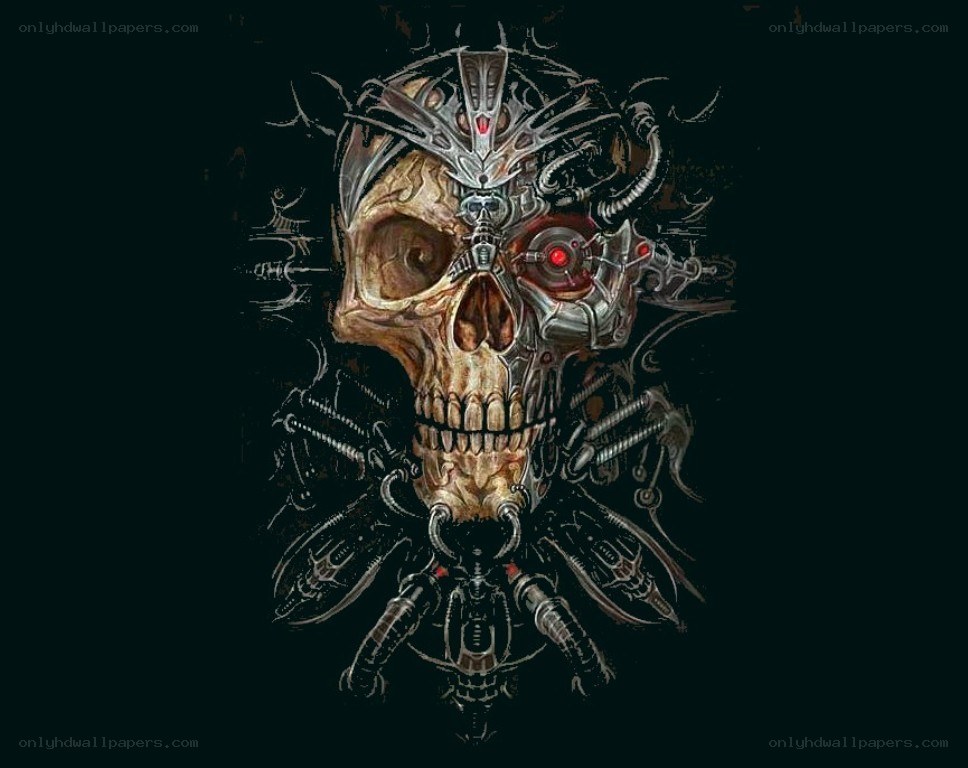 cybernetic skull artwork