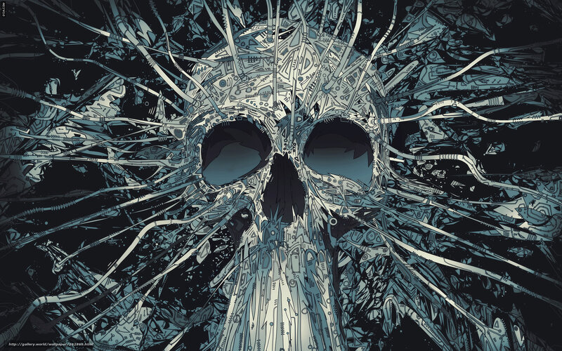 cybernetic skull artwork