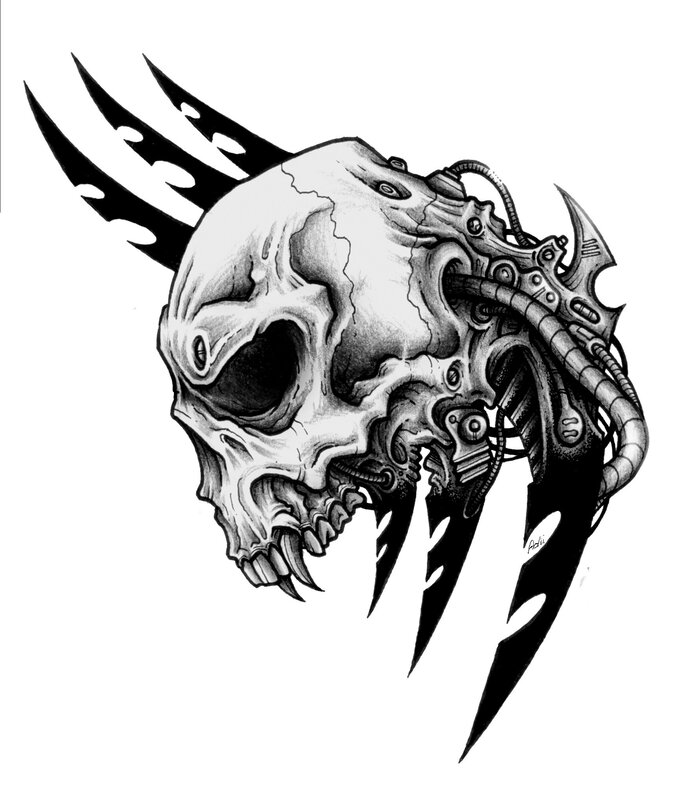 Cybernetic Skull — Black, Dark