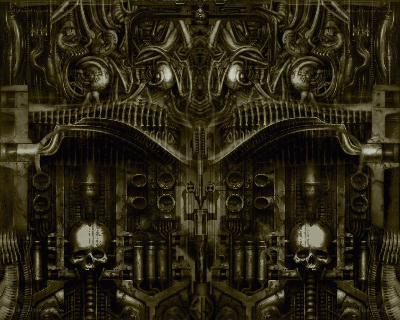 cybernetic skull machinery