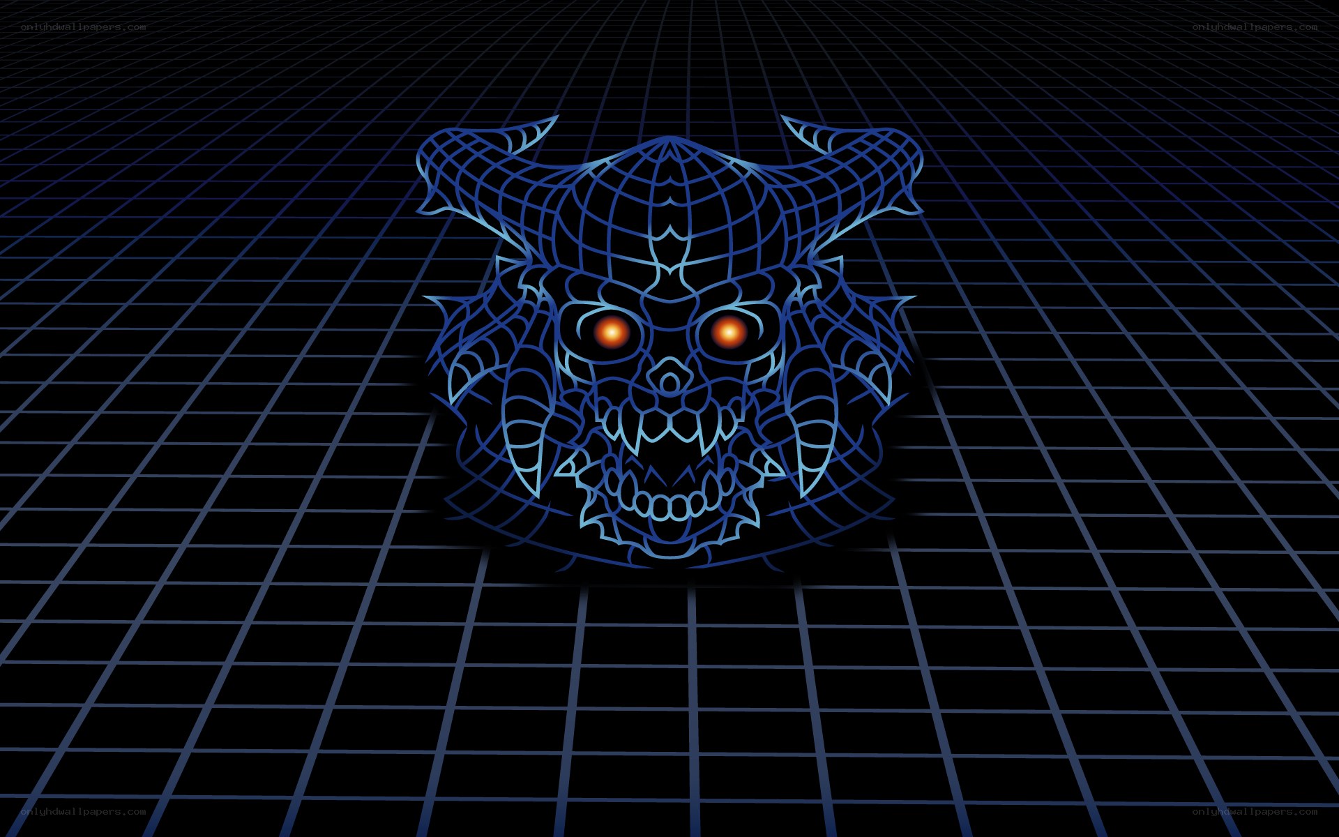 cybernetic skull on grid