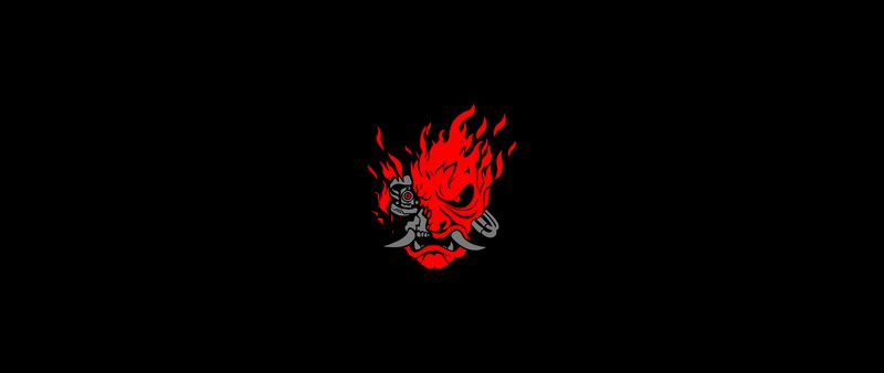 Cybernetic Skull with Flames — Red