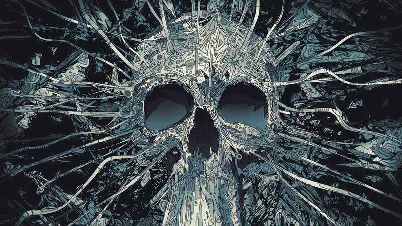 cybernetic skull with wires
