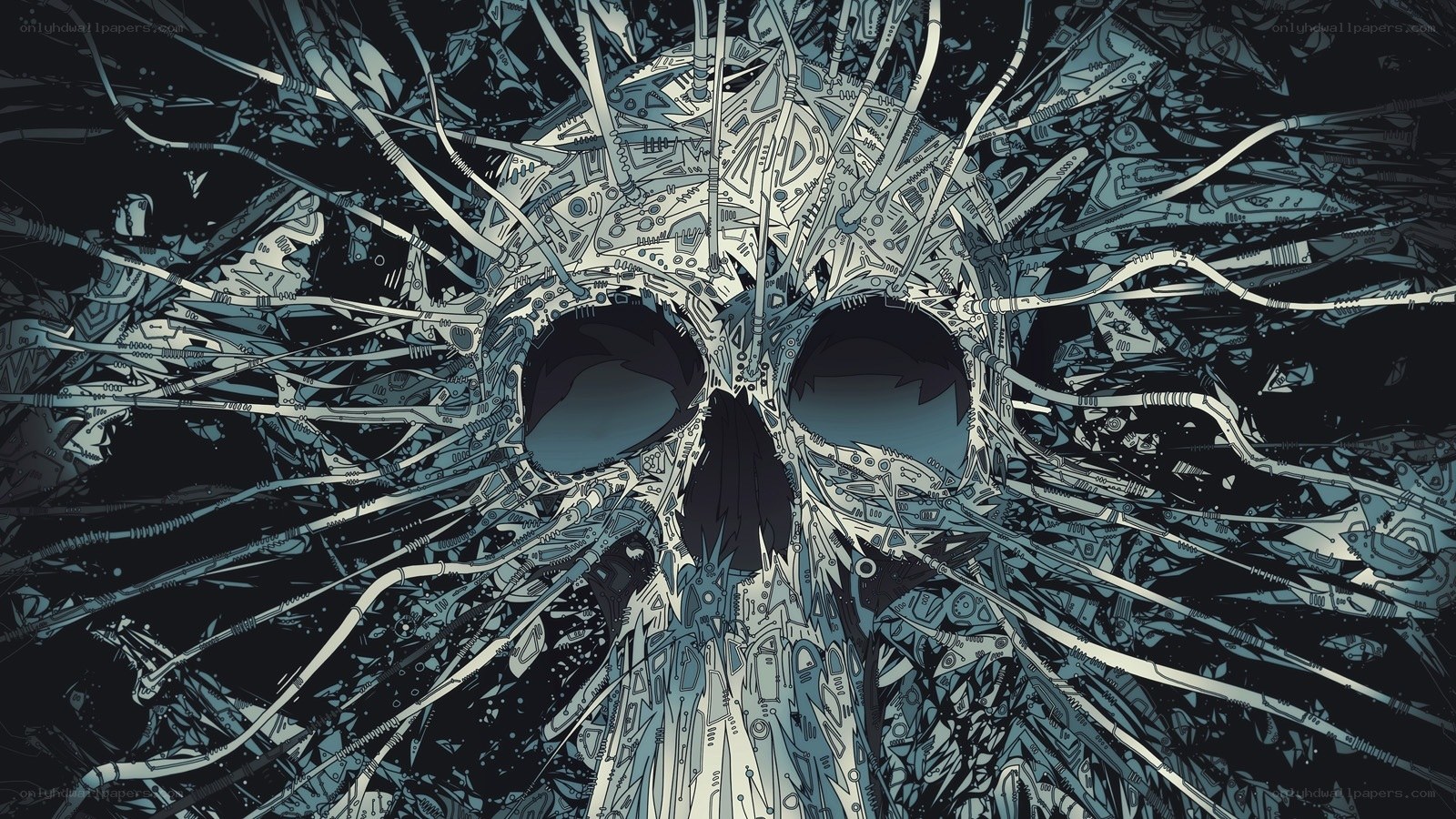 cybernetic skull with wires