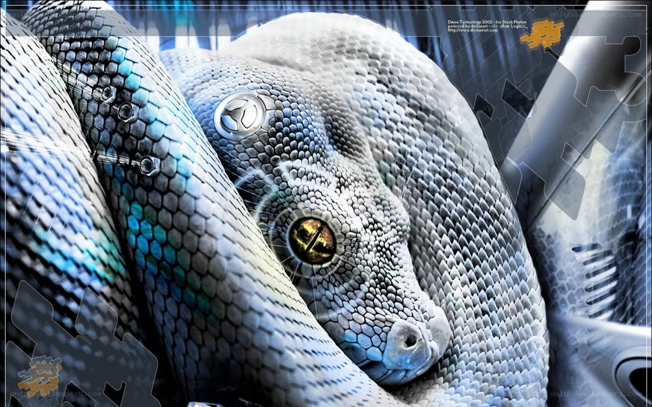 cybernetic snake with glowing eyes