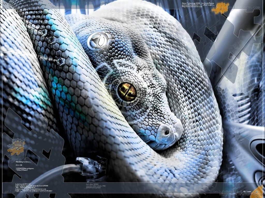 cybernetic snake with glowing eyes