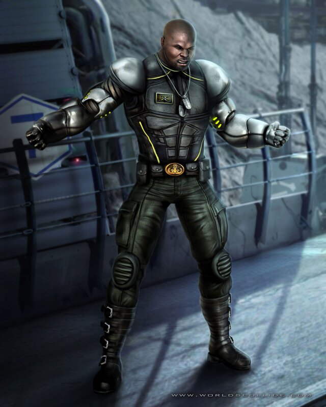 cybernetic soldier in combat stance