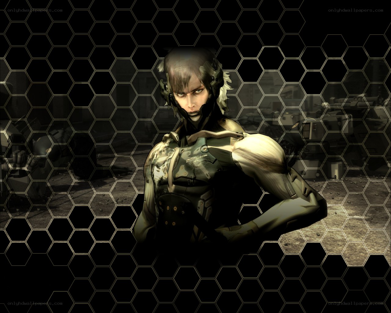 cybernetic soldier in hex grid